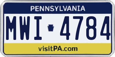 PA license plate MWI4784