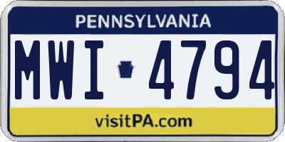 PA license plate MWI4794