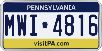 PA license plate MWI4816