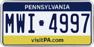 PA license plate MWI4997