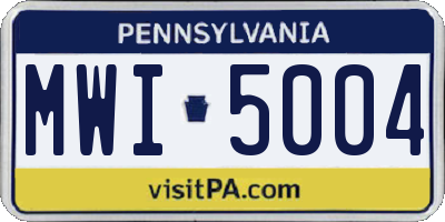 PA license plate MWI5004