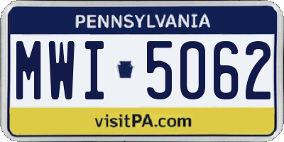 PA license plate MWI5062