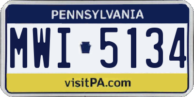 PA license plate MWI5134