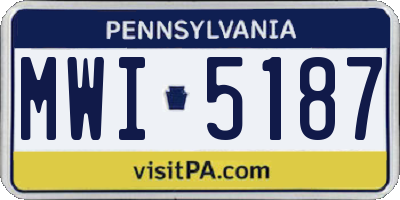 PA license plate MWI5187