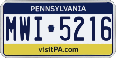 PA license plate MWI5216