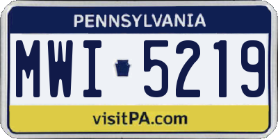 PA license plate MWI5219
