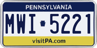 PA license plate MWI5221