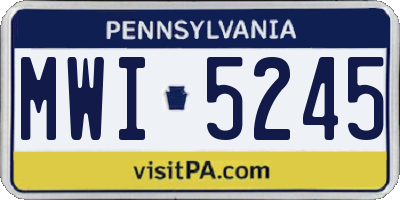 PA license plate MWI5245