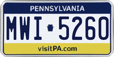 PA license plate MWI5260