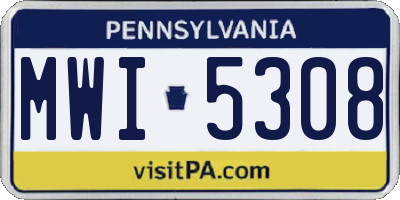 PA license plate MWI5308