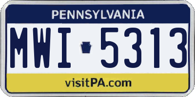 PA license plate MWI5313