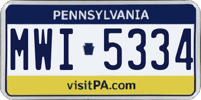 PA license plate MWI5334