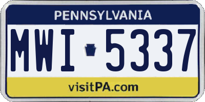 PA license plate MWI5337