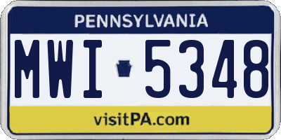 PA license plate MWI5348