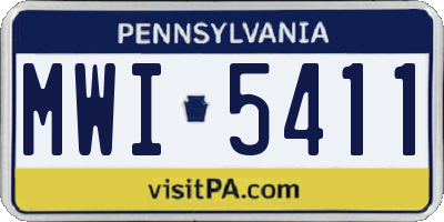 PA license plate MWI5411