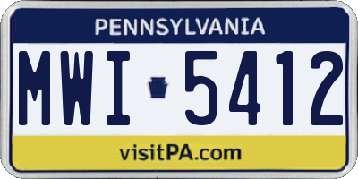 PA license plate MWI5412