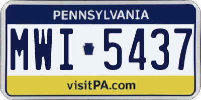 PA license plate MWI5437
