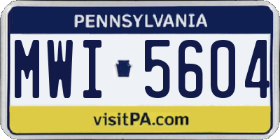 PA license plate MWI5604