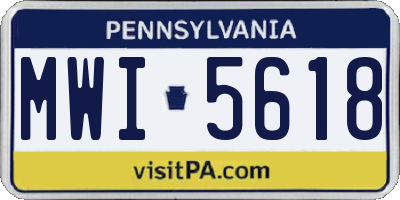 PA license plate MWI5618