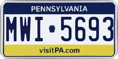 PA license plate MWI5693