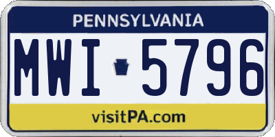 PA license plate MWI5796