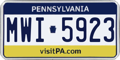 PA license plate MWI5923