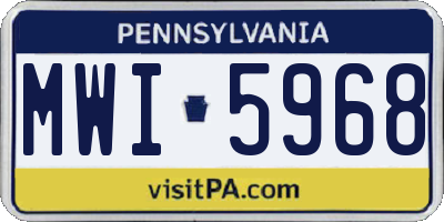 PA license plate MWI5968