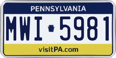 PA license plate MWI5981