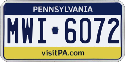 PA license plate MWI6072