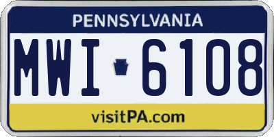 PA license plate MWI6108