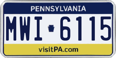 PA license plate MWI6115