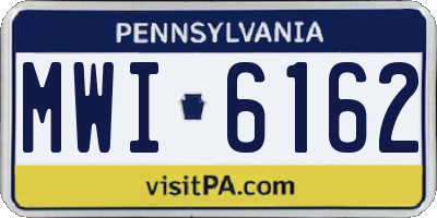 PA license plate MWI6162