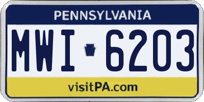 PA license plate MWI6203