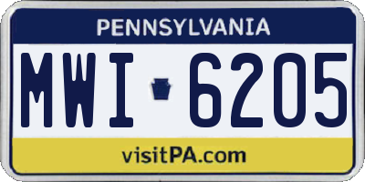 PA license plate MWI6205
