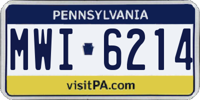 PA license plate MWI6214