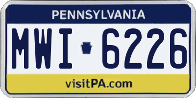 PA license plate MWI6226