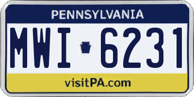 PA license plate MWI6231