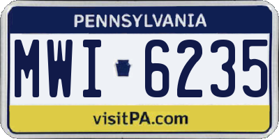 PA license plate MWI6235