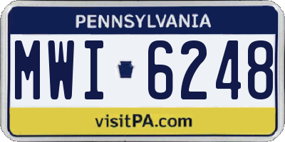 PA license plate MWI6248