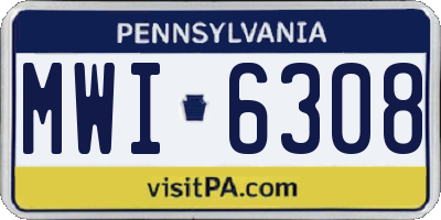 PA license plate MWI6308