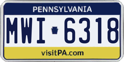 PA license plate MWI6318