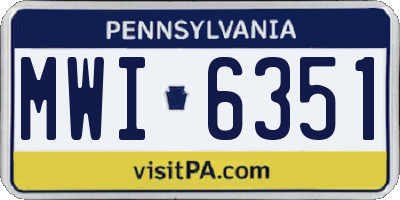 PA license plate MWI6351
