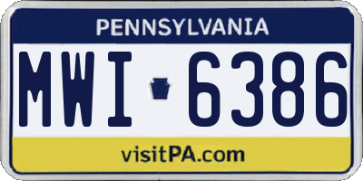 PA license plate MWI6386