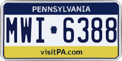 PA license plate MWI6388