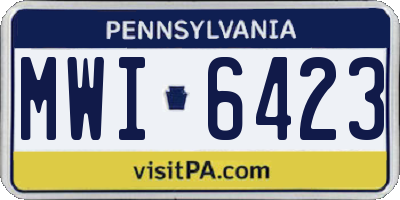PA license plate MWI6423