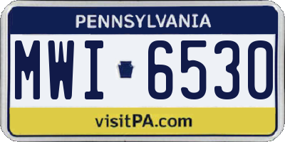 PA license plate MWI6530