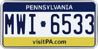 PA license plate MWI6533