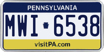 PA license plate MWI6538
