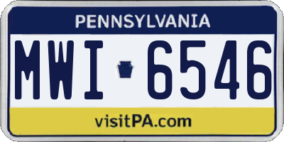 PA license plate MWI6546