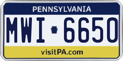 PA license plate MWI6650